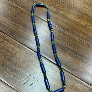 Blue and Green Beaded preppy layering Necklace